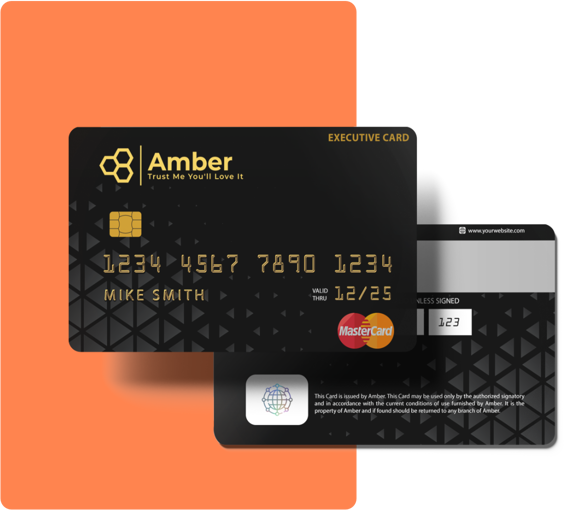 My Amber Card, Executive Card, on an orange background